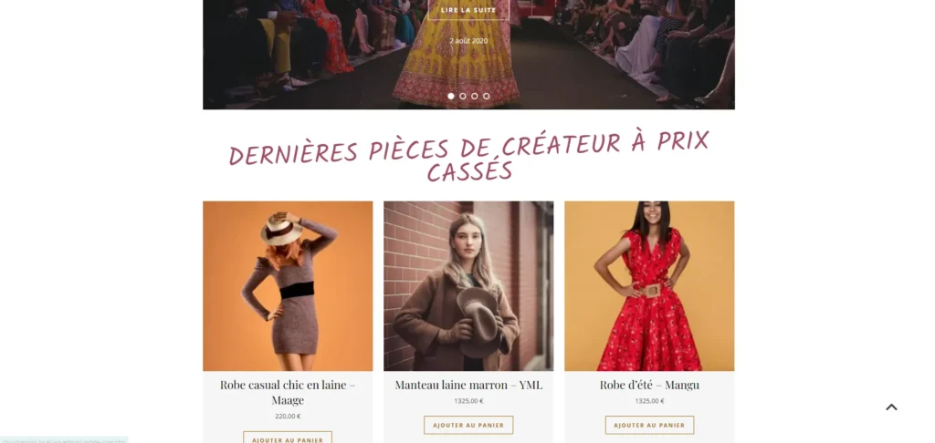 prévisualisation des articles dans la boutique de chic dressing