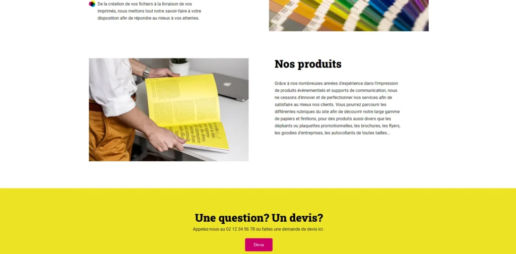 Section devis sur le site print it